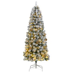 vidaXL Künstlicher Weihnachtsbaum Klappbar 300 LEDs & Kugeln 180 cm