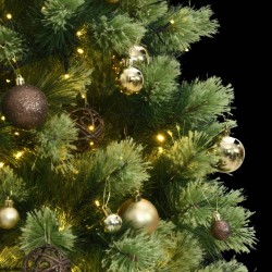 vidaXL Künstlicher Weihnachtsbaum Klappbar 300 LEDs & Kugeln 210 cm