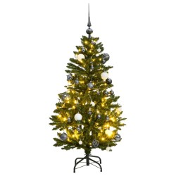 vidaXL Künstlicher Weihnachtsbaum Klappbar 150 LEDs & Kugeln 120 cm
