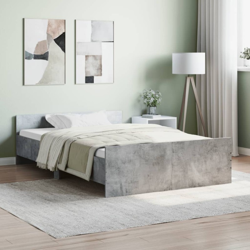 vidaXL Bettgestell mit Kopf- und Fußteil Betongrau 120x200 cm vidaXL Bettgestell mit Kopf- und Fußteil Betongrau 120x200 cm