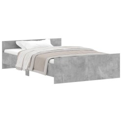 vidaXL Bettgestell mit Kopf- und Fußteil Betongrau 120x200 cm
