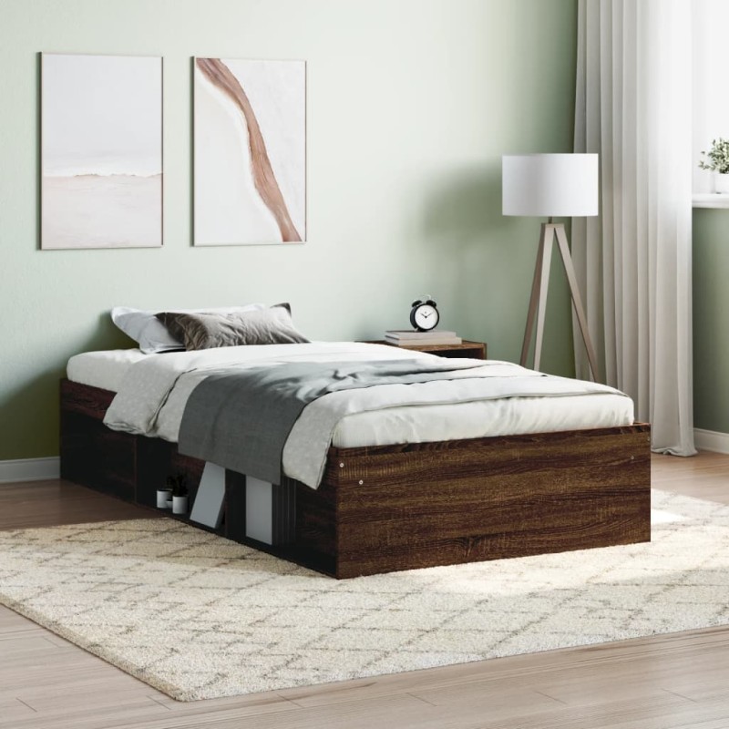 vidaXL Bettgestell Braun Eichen-Optik 90x200 cm vidaXL Bettgestell Braun Eichen-Optik 90x200 cm