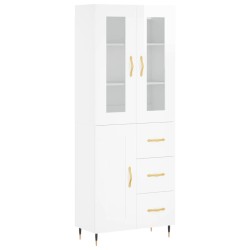 Highboard Hochglanz-Weiß 69,5x34x180 cm Holzwerkstoff