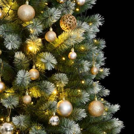 vidaXL Künstlicher Weihnachtsbaum Klappbar 300 LEDs & Kugeln 210 cm