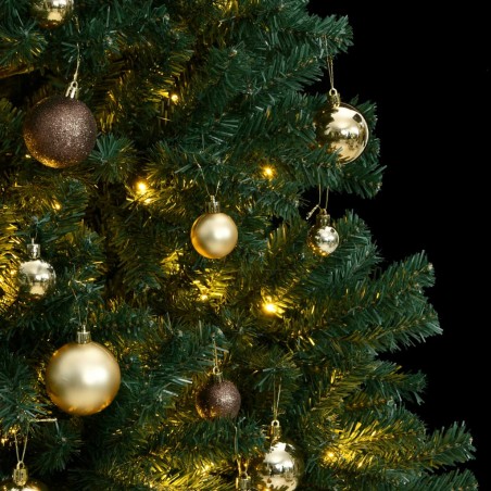 vidaXL Künstlicher Weihnachtsbaum Klappbar 300 LEDs & Kugeln 180 cm