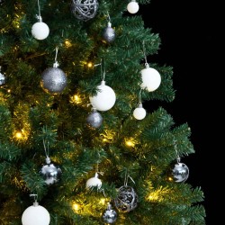 vidaXL Künstlicher Weihnachtsbaum Klappbar 300 LEDs & Kugeln 210 cm