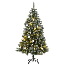vidaXL Künstlicher Weihnachtsbaum Klappbar 300 LEDs & Kugeln 240 cm