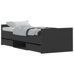 vidaXL Bettgestell mit Kopf- und Fußteil Schwarz 75x190 cm