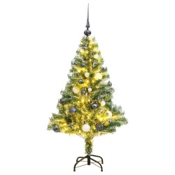 vidaXL Künstlicher Weihnachtsbaum mit Schnee & Kugeln 150 LEDs 120 cm