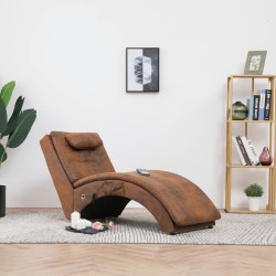 vidaXL Massage Chaiselongue mit Kissen Braun Wildleder-Optik 