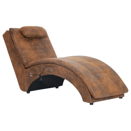 vidaXL Massage Chaiselongue mit Kissen Braun Wildleder-Optik 