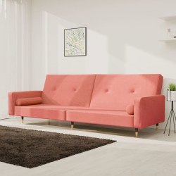 vidaXL Schlafsofa 2-Sitzer mit 2 Kissen Rosa Samt