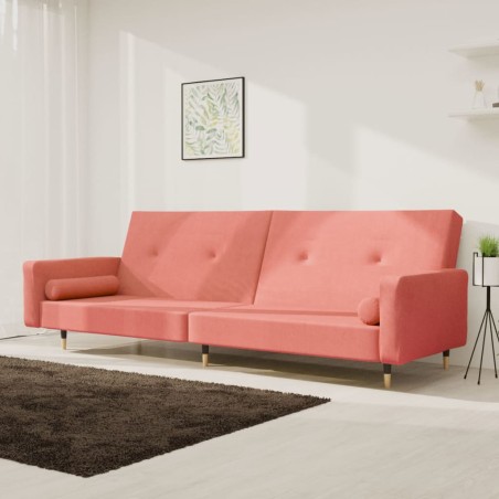 vidaXL Schlafsofa 2-Sitzer mit 2 Kissen Rosa Samt
