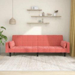 vidaXL Schlafsofa 2-Sitzer mit 2 Kissen Rosa Samt