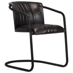 vidaXL Esszimmerstühle 2 Stk. Schwarz Echtleder 