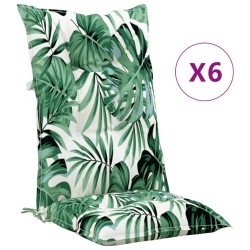 vidaXL Gartenstuhlauflagen für Hochlehner 6Stk. Blattmuster 120x50x7cm