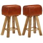 vidaXL Barhocker 2 Stk. Echtleder und Mango-Massivholz vidaXL Barhocker 2 Stk. Echtleder und Mango-Massivholz