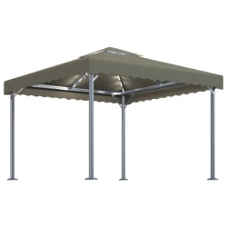 vidaXL Pavillon mit LED-Lichterkette 300x300 cm Taupe Aluminium
