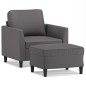 vidaXL Sessel mit Hocker Grau 60 cm Kunstleder vidaXL Sessel mit Hocker Grau 60 cm Kunstleder