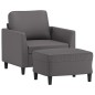 vidaXL Sessel mit Hocker Grau 60 cm Kunstleder vidaXL Sessel mit Hocker Grau 60 cm Kunstleder