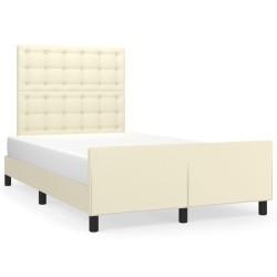 vidaXL Bettgestell mit Kopfteil Creme 120x200 cm Kunstleder