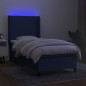 vidaXL Boxspringbett mit Matratze & LED Blau 90x200 cm Stoff vidaXL Boxspringbett mit Matratze & LED Blau 90x200 cm Stoff