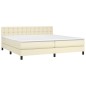 vidaXL Boxspringbett mit Matratze Creme 200x200 cm Kunstleder vidaXL Boxspringbett mit Matratze Creme 200x200 cm Kunstleder