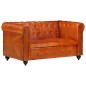 vidaXL Chesterfield-Sofa 2-Sitzer Hellbraun Echtleder vidaXL Chesterfield-Sofa 2-Sitzer Hellbraun Echtleder