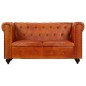 vidaXL Chesterfield-Sofa 2-Sitzer Hellbraun Echtleder vidaXL Chesterfield-Sofa 2-Sitzer Hellbraun Echtleder