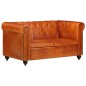 vidaXL Chesterfield-Sofa 2-Sitzer Hellbraun Echtleder vidaXL Chesterfield-Sofa 2-Sitzer Hellbraun Echtleder