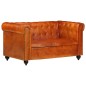 vidaXL Chesterfield-Sofa 2-Sitzer Hellbraun Echtleder vidaXL Chesterfield-Sofa 2-Sitzer Hellbraun Echtleder