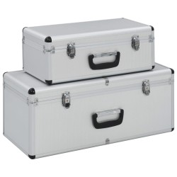 vidaXL Aufbewahrungskoffer 2 Stk. Silbern Aluminium 