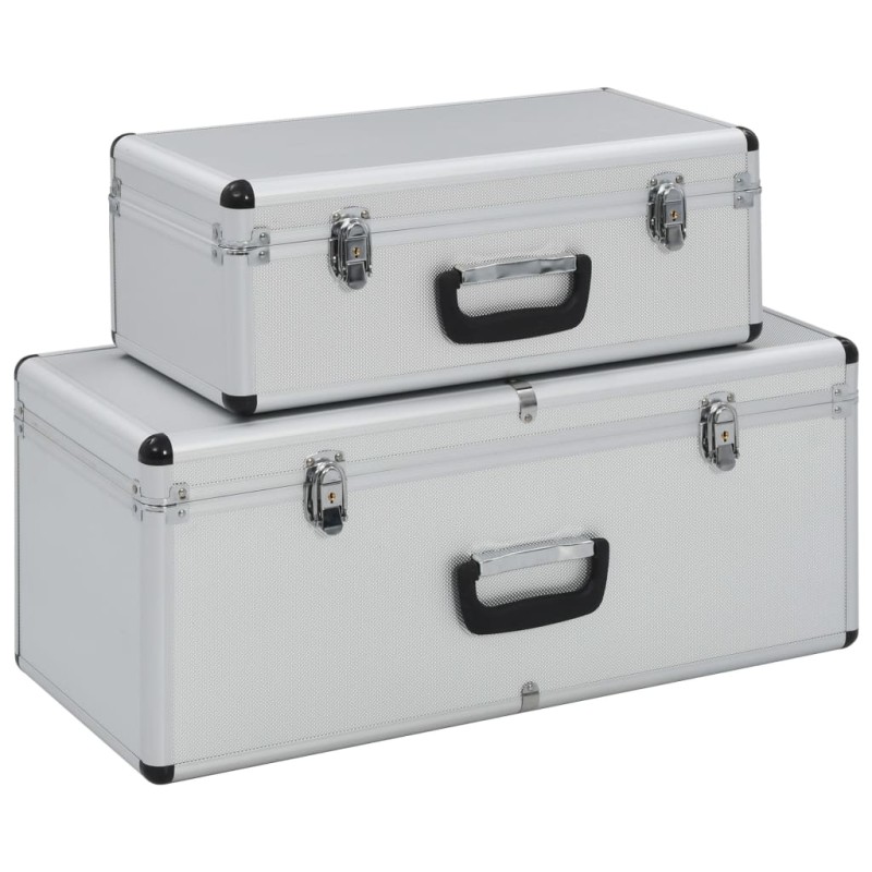 vidaXL Aufbewahrungskoffer 2 Stk. Silbern Aluminium vidaXL Aufbewahrungskoffer 2 Stk. Silbern Aluminium