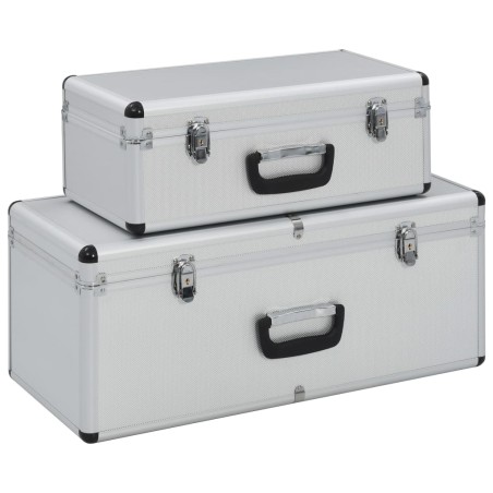 vidaXL Aufbewahrungskoffer 2 Stk. Silbern Aluminium 