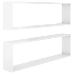 vidaXL Würfelregale 2 Stk. Hochglanz-Weiß 100x15x30 cm Holzwerkstoff