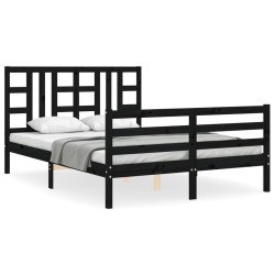 vidaXL Massivholzbett mit Kopfteil Schwarz 140x200 cm