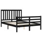 vidaXL Massivholzbett mit Kopfteil Schwarz 140x200 cm