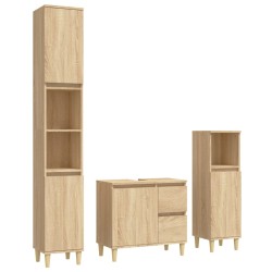 vidaXL 3-tlg. Badmöbel-Set Sonoma-Eiche Holzwerkstoff