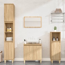 vidaXL 3-tlg. Badmöbel-Set Sonoma-Eiche Holzwerkstoff