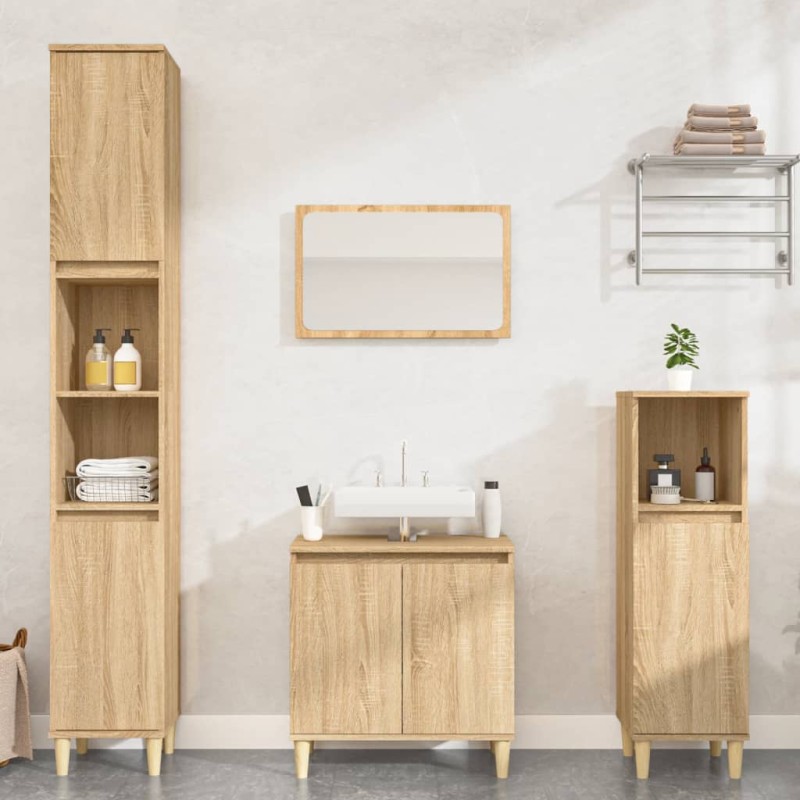 vidaXL 3-tlg. Badmöbel-Set Sonoma-Eiche Holzwerkstoff vidaXL 3-tlg. Badmöbel-Set Sonoma-Eiche Holzwerkstoff