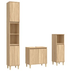 vidaXL 3-tlg. Badmöbel-Set Sonoma-Eiche Holzwerkstoff
