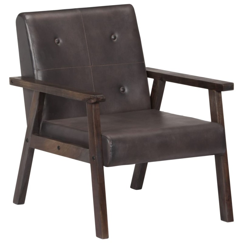 vidaXL Sessel Grau Echtleder vidaXL Sessel Grau Echtleder