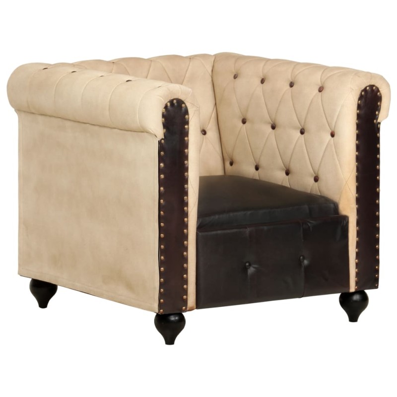 vidaXL Chesterfield-Sessel Braun Echtleder vidaXL Chesterfield-Sessel Braun Echtleder