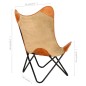 vidaXL Butterfly-Sessel Braun Echtleder und Canvas vidaXL Butterfly-Sessel Braun Echtleder und Canvas