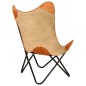 vidaXL Butterfly-Sessel Braun Echtleder und Canvas vidaXL Butterfly-Sessel Braun Echtleder und Canvas