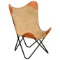 vidaXL Butterfly-Sessel Braun Echtleder und Canvas vidaXL Butterfly-Sessel Braun Echtleder und Canvas