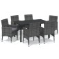 vidaXL 7-tlg. Garten-Essgruppe mit Kissen Poly Rattan Grau vidaXL 7-tlg. Garten-Essgruppe mit Kissen Poly Rattan Grau