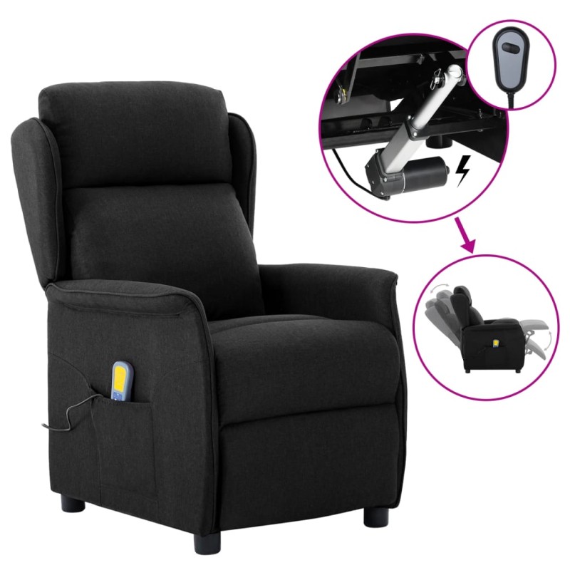 vidaXL Massagesessel Elektrisch Schwarz Stoff vidaXL Massagesessel Elektrisch Schwarz Stoff