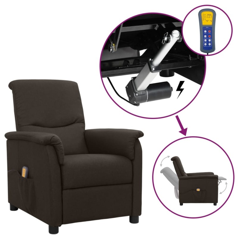 vidaXL Massagesessel mit Aufstehhilfe Dunkelbraun Stoff vidaXL Massagesessel mit Aufstehhilfe Dunkelbraun Stoff