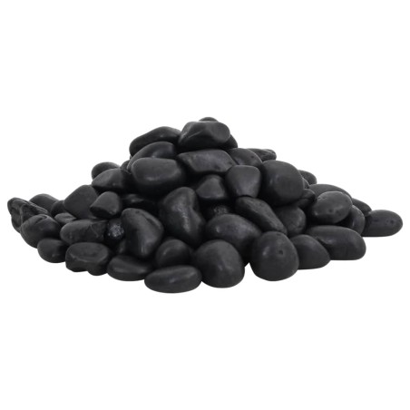 vidaXL Polierte Kiesel 25 kg Schwarz 2-5 cm